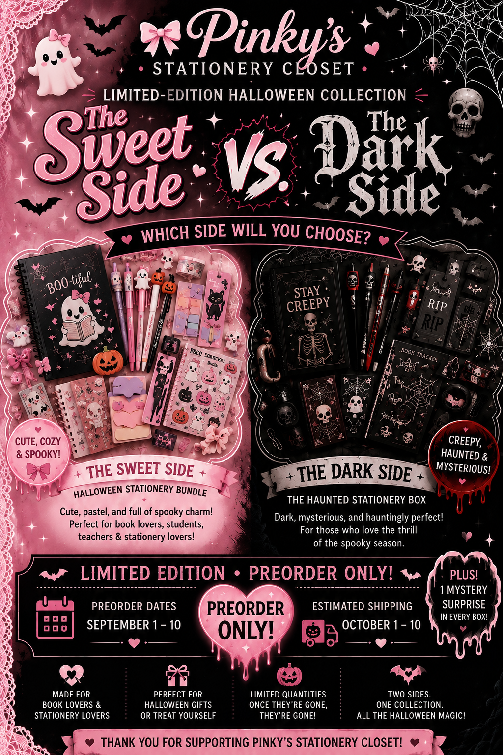 🎃 The Sweet Side vs. The Dark Side 

Limited-Edition Halloween Collection (PREORDER ONLY)